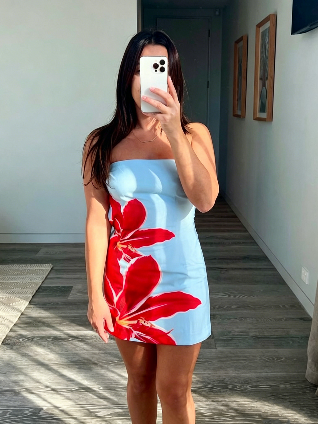 Summer sexy women's strapless floral print slim-fit bodycon short dress