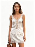 New summer fashion casual simple ins lace set for women, stylish design, tie-up vest and short skirt two-piece women's clothing