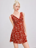 2026 Summer New Floral Print V-Neck Dress for Women - Fresh, Elegant, and Stylish