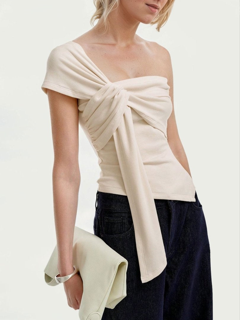 New summer style, sophisticated and elegant, off-shoulder sexy sleeveless T-shirt for women
