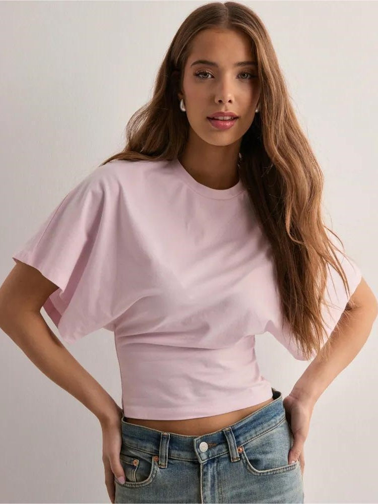 Korean style round neck pullover short-sleeved T-shirt for women, new summer style, simple and versatile solid color loose top
