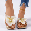 New summer bohemian square-toe sandals, flat, floral, lightweight, strappy beach sandals for women