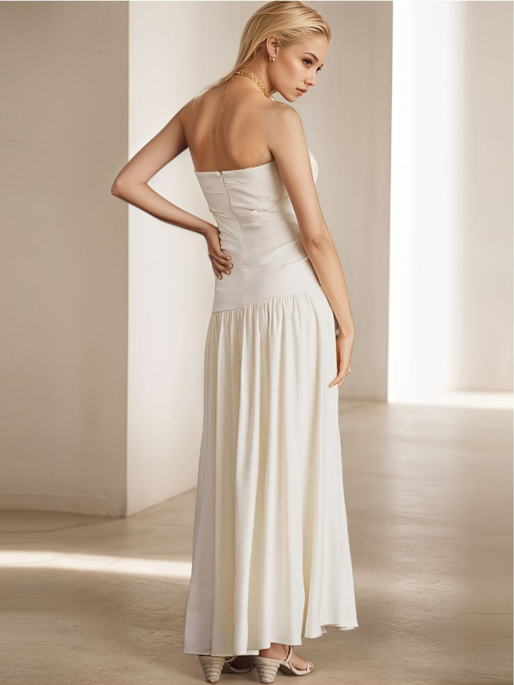 2026 Summer New Fashionable and Elegant Wide-Strap Halter Neck Sleeveless Backless Long Dress