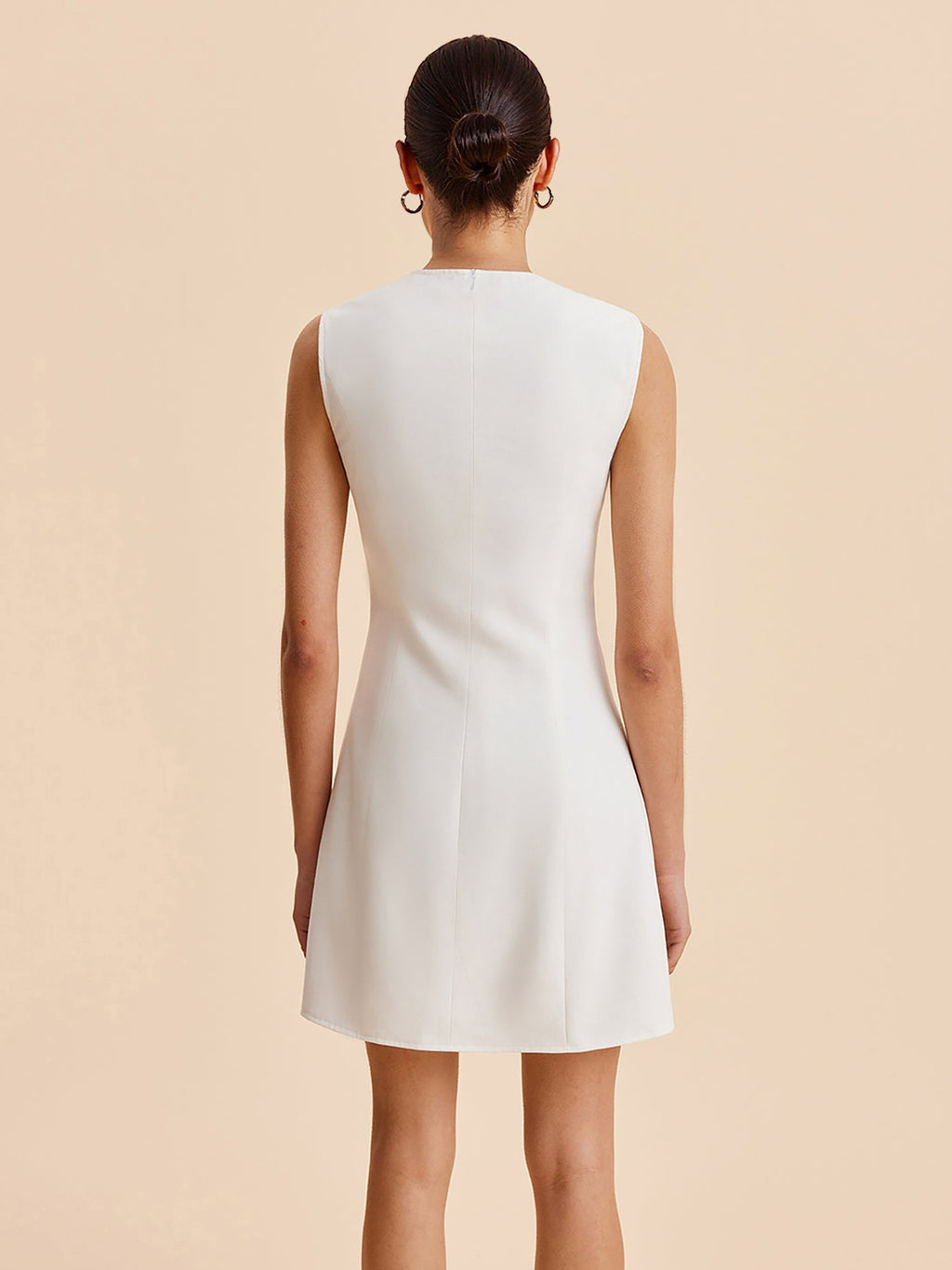2026 Summer New Fashion Sleeveless Round Neck Button-Up Solid Color Short Dress