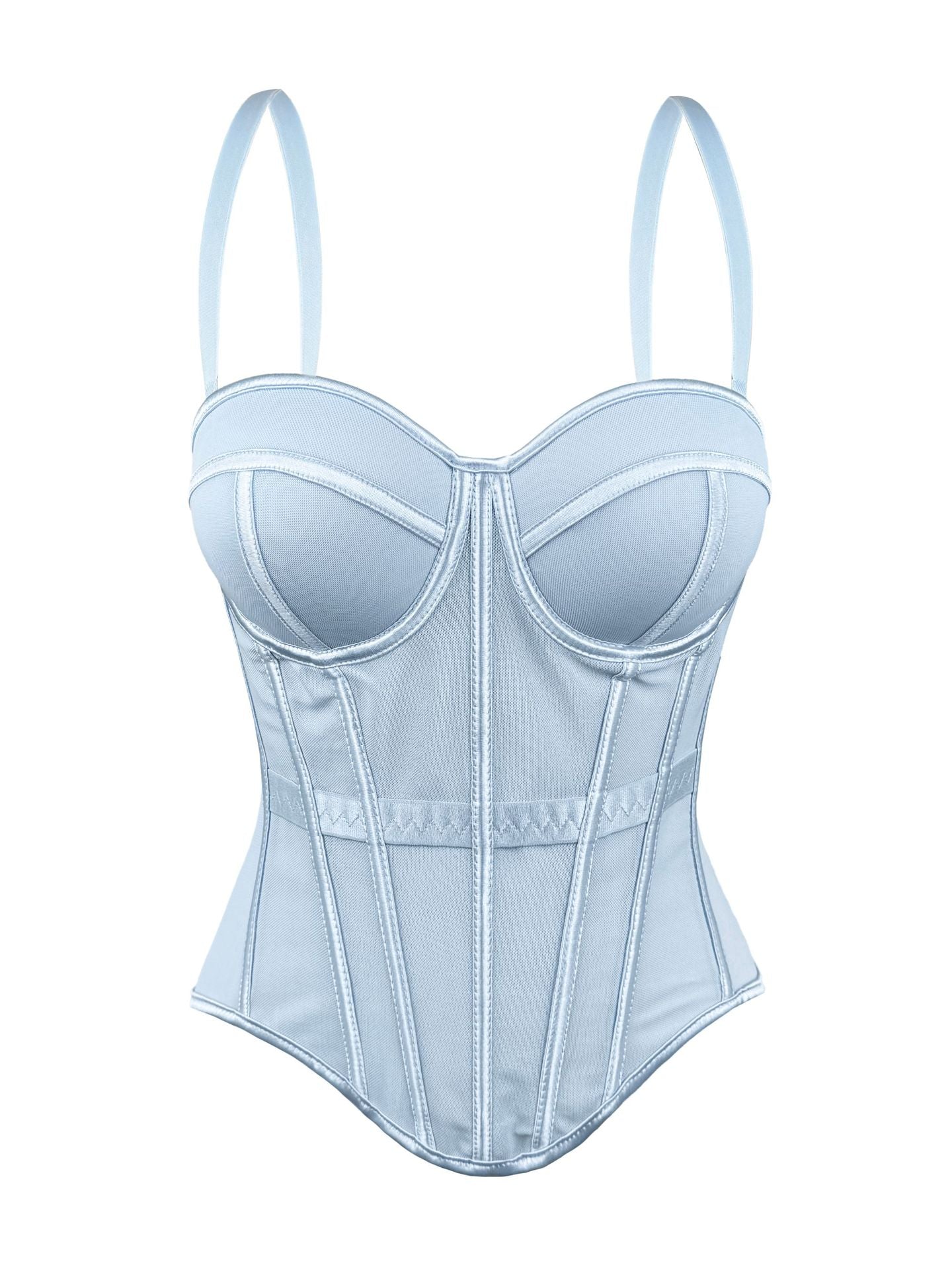 2026 Summer New Solid Color Fashionable Fishbone Shapewear Bra, Slimming Waist-cinching Mesh Camisole with Padded Chest Top
