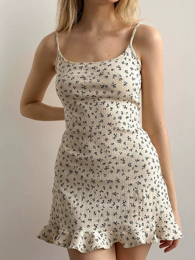 New summer knitted soft and breathable printed camisole nightgown for women, perfect for loungewear