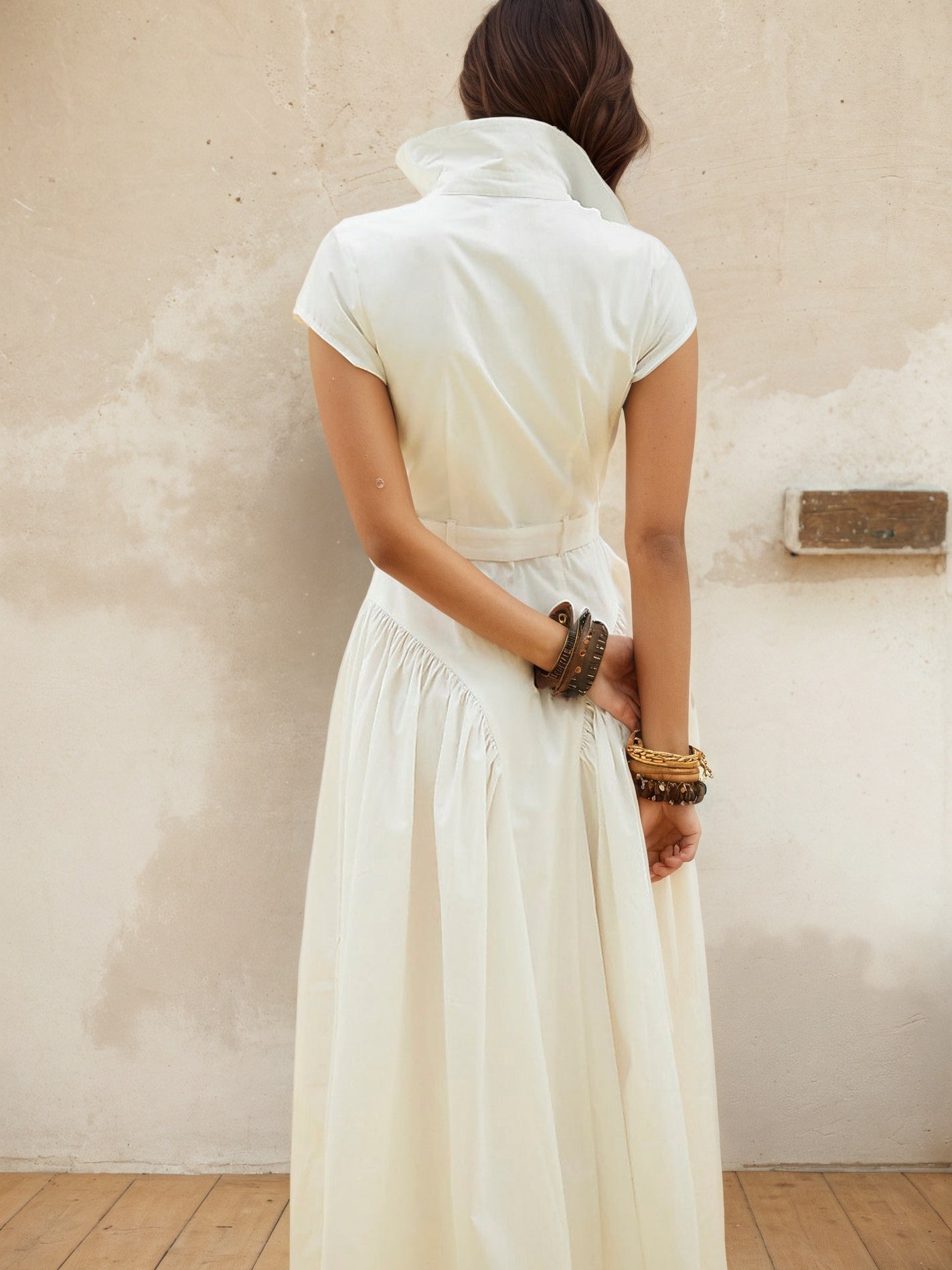 New summer style, collared long dress, single-breasted, slimming and flattering, fashionable and simple, suitable for commuting women