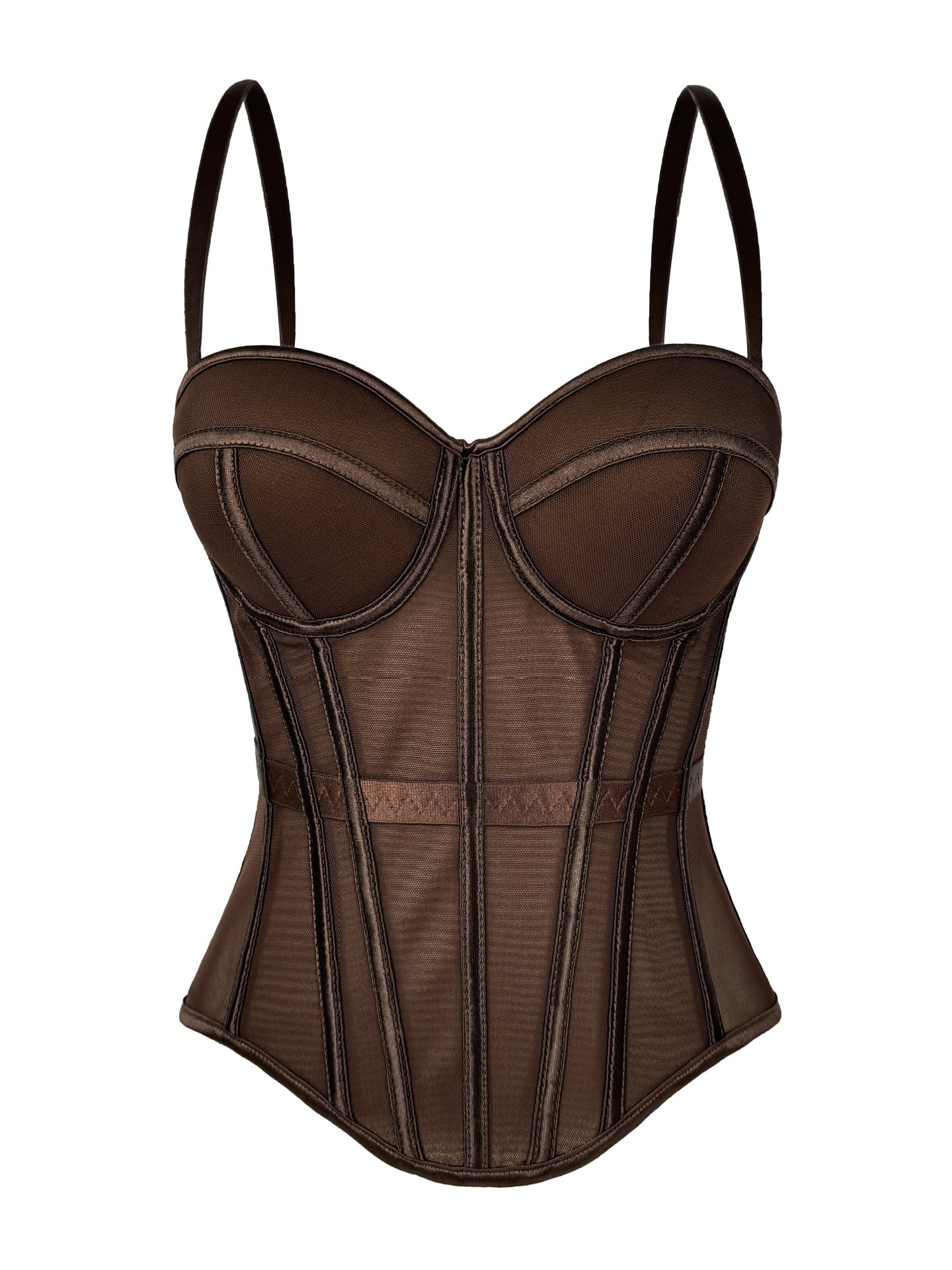 2026 Summer New Solid Color Fashionable Fishbone Shapewear Bra, Slimming Waist-cinching Mesh Camisole with Padded Chest Top