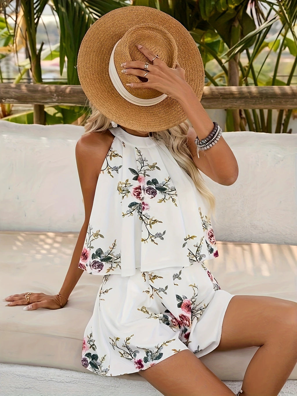 2026 Summer New Sleeveless Loose Printed Shorts Vacation Set for Women