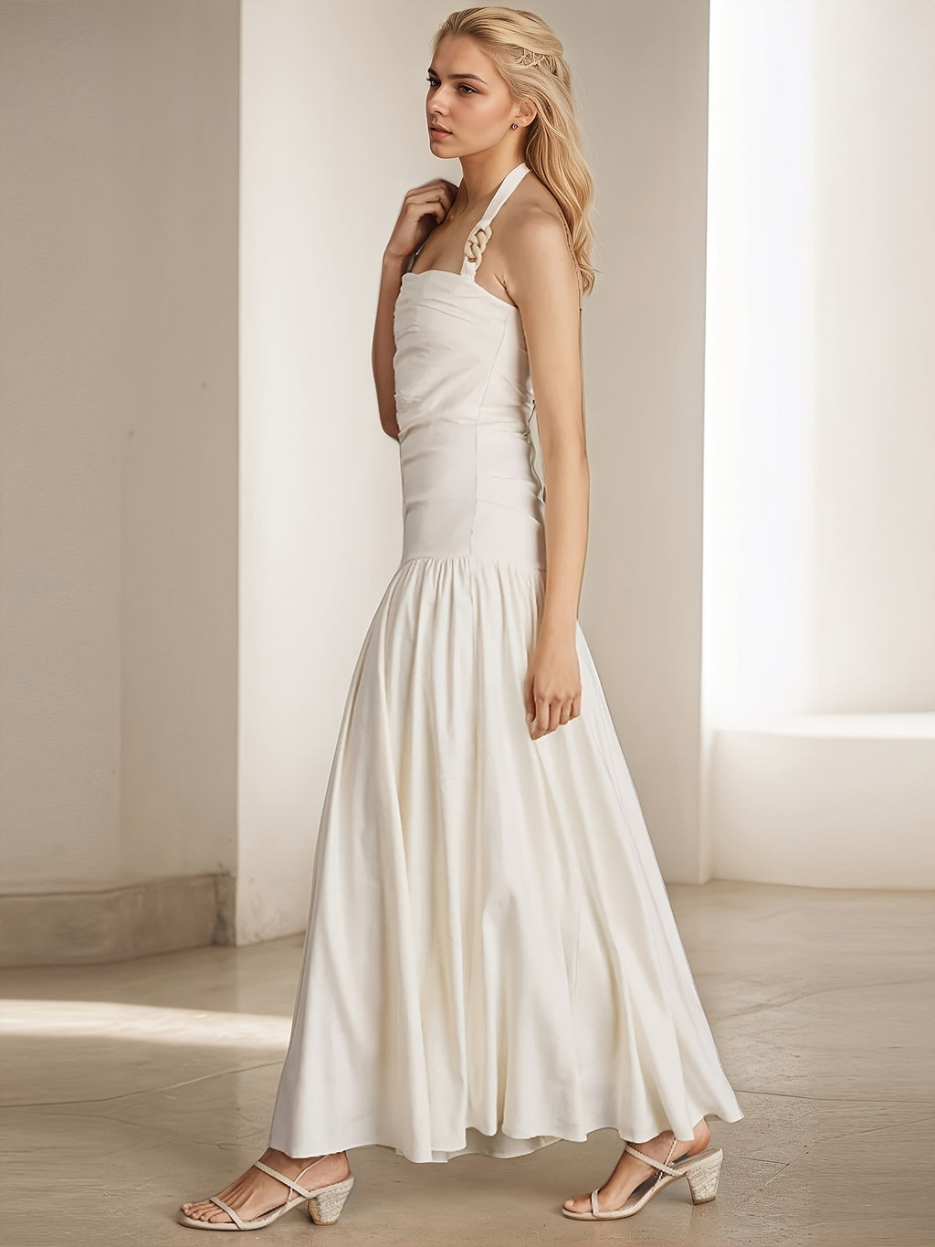 2026 Summer New Fashionable and Elegant Wide-Strap Halter Neck Sleeveless Backless Long Dress