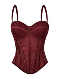2026 Summer New Solid Color Fashionable Fishbone Shapewear Bra, Slimming Waist-cinching Mesh Camisole with Padded Chest Top