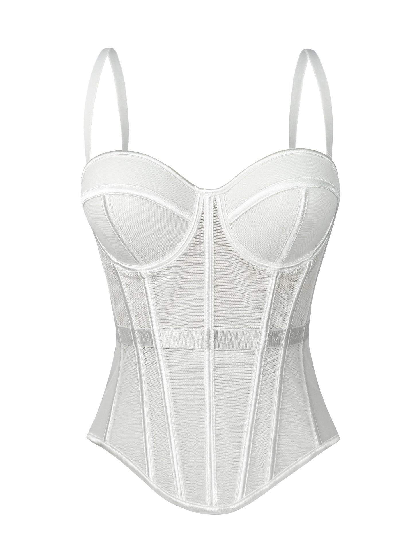 2026 Summer New Solid Color Fashionable Fishbone Shapewear Bra, Slimming Waist-cinching Mesh Camisole with Padded Chest Top