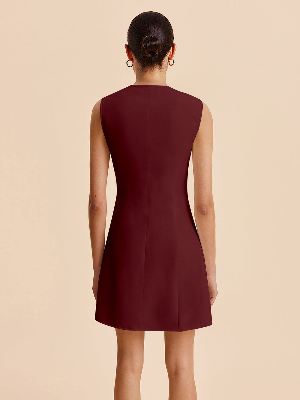 2026 Summer New Fashion Sleeveless Round Neck Button-Up Solid Color Short Dress