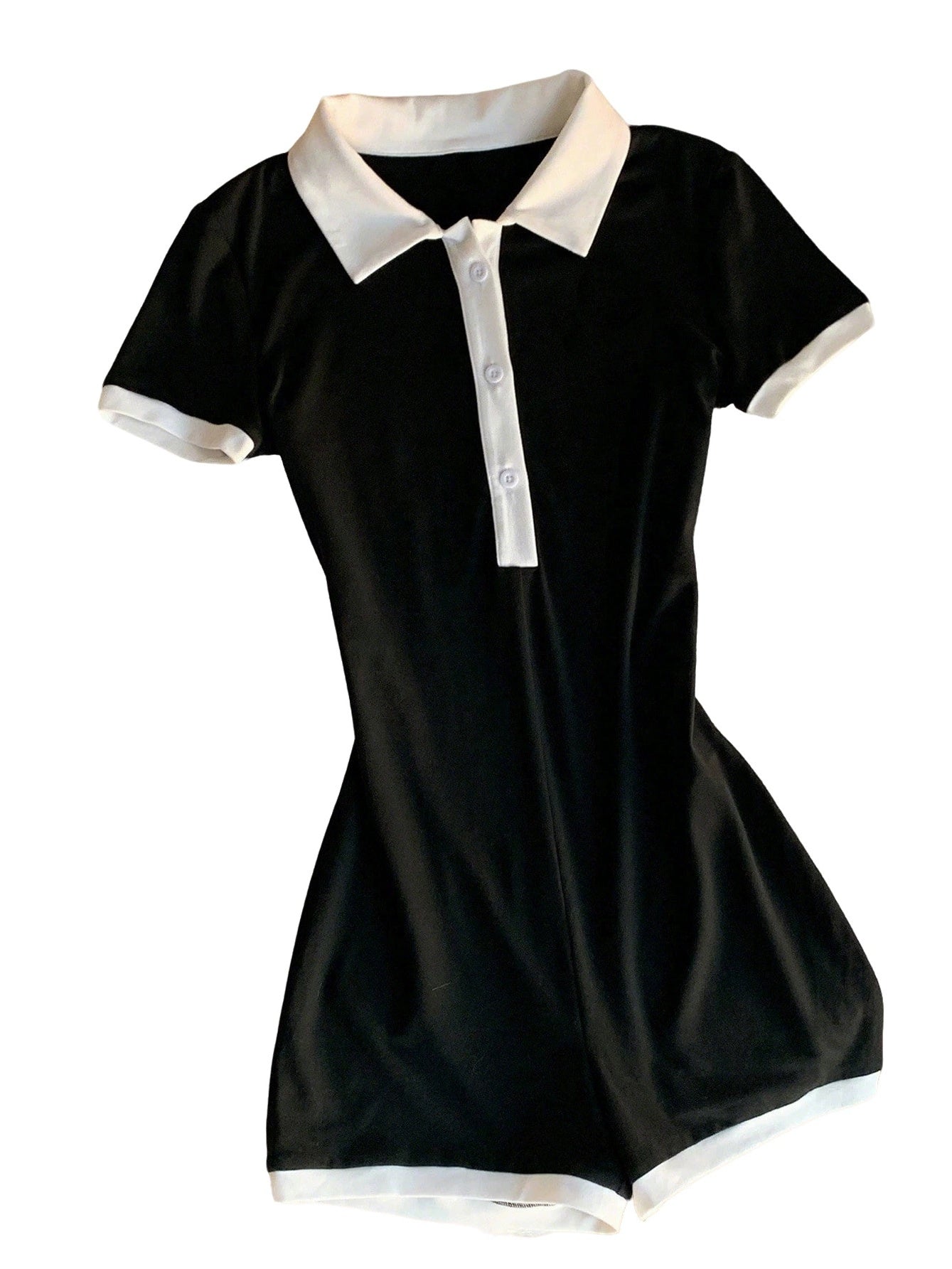 New stylish jumpsuit with polo collar, high-end short-sleeved tight-fitting jumpsuit for women, perfect for summer