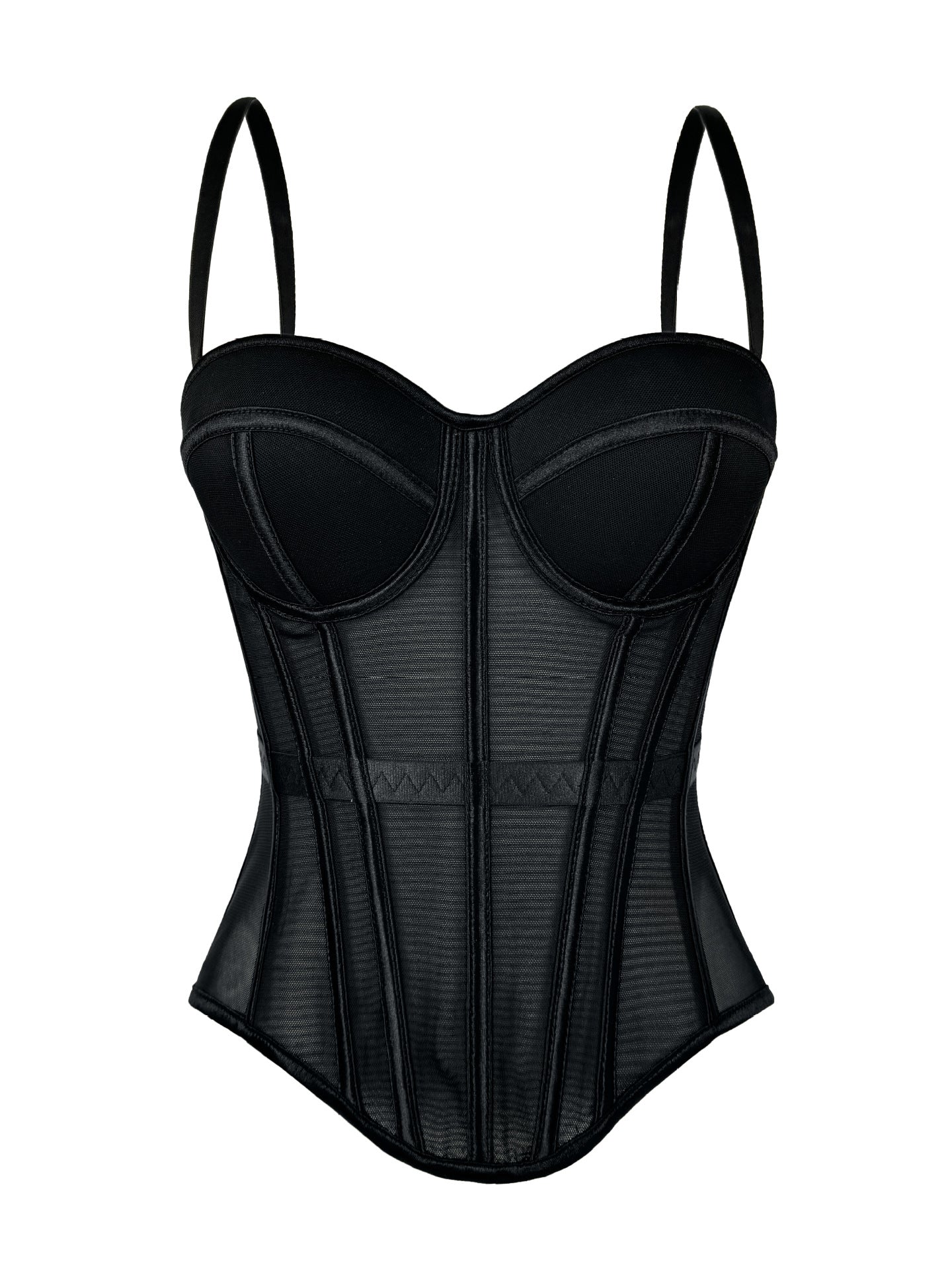 2026 Summer New Solid Color Fashionable Fishbone Shapewear Bra, Slimming Waist-cinching Mesh Camisole with Padded Chest Top