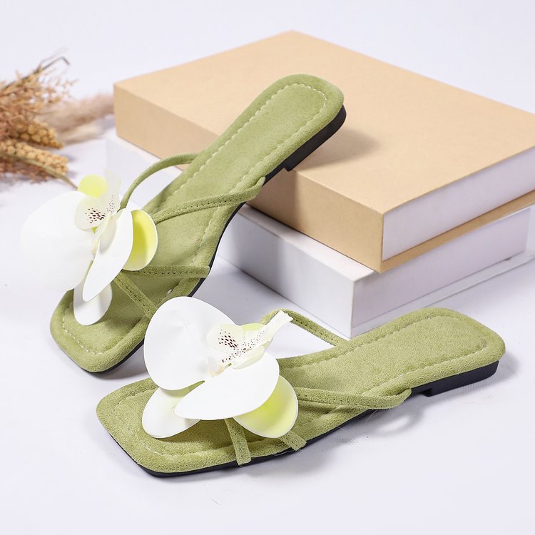 New summer bohemian square-toe sandals, flat, floral, lightweight, strappy beach sandals for women