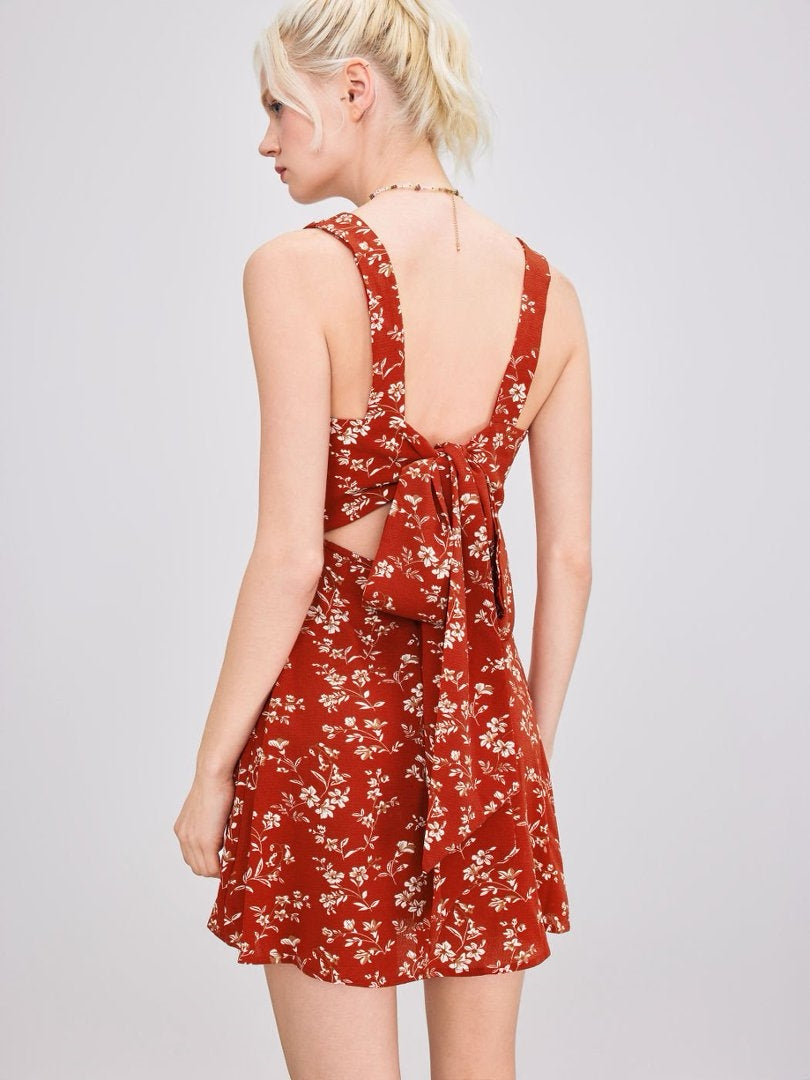 2026 Summer New Floral Print V-Neck Dress for Women - Fresh, Elegant, and Stylish