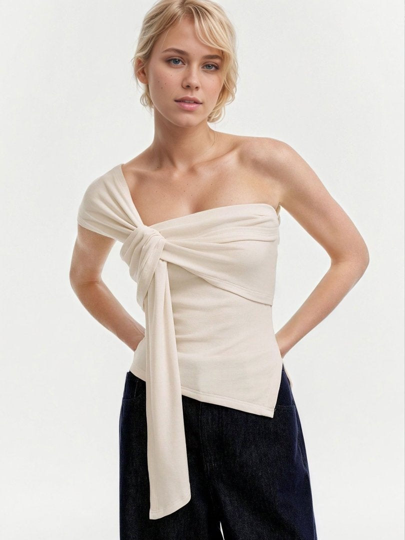 New summer style, sophisticated and elegant, off-shoulder sexy sleeveless T-shirt for women